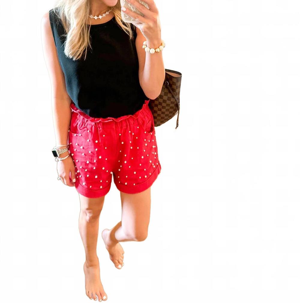 NEW FANTASTIC FAWN twill shorts with trim in red
